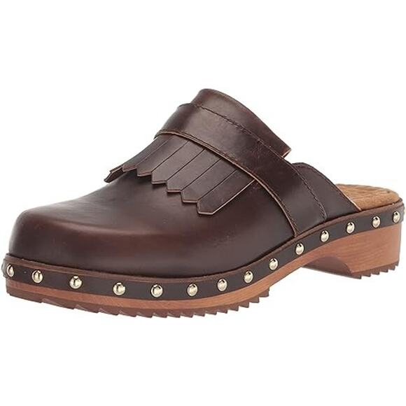 Kelsi Dagger Brooklyn Womens Clog Brown Leather Slip On Round Toe Heeled Size 8 - Picture 1 of 16